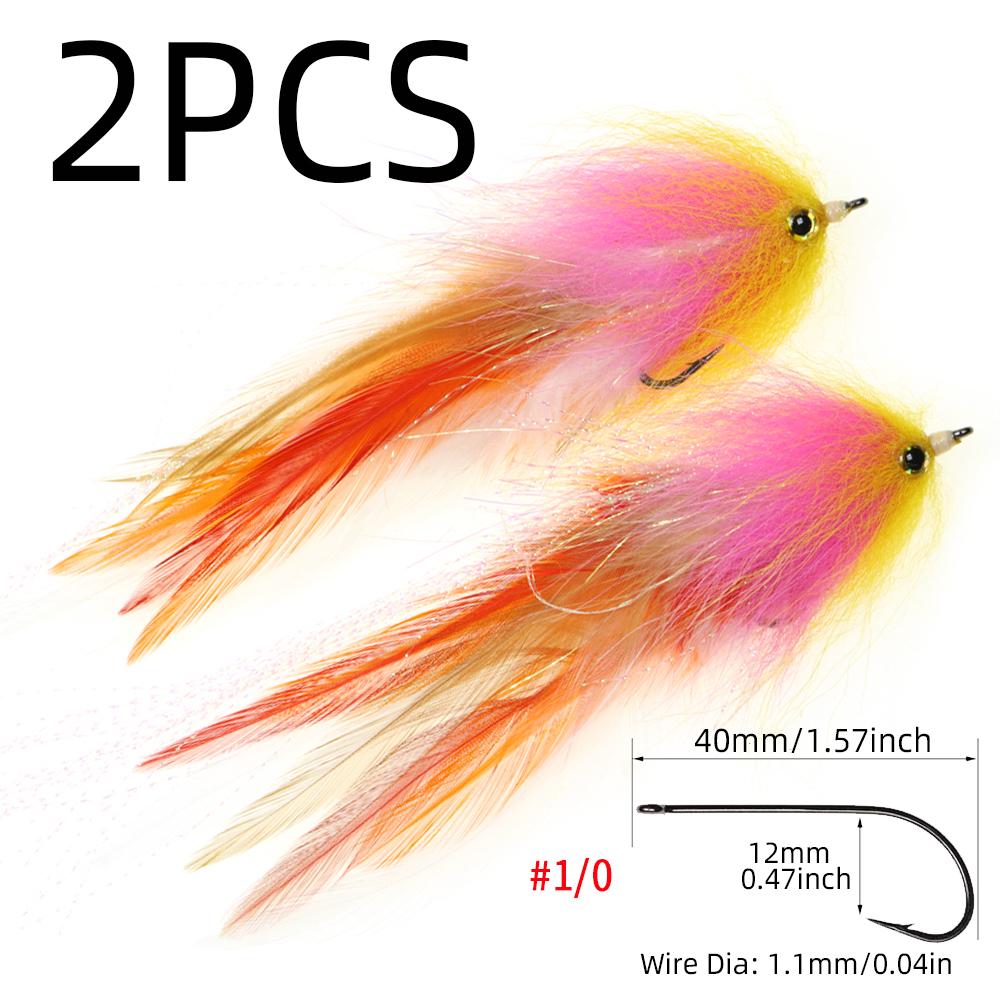 

1/ 2 шт. Размер 1/0 3D Рыбьи глаза Стример Муха Морская рыбалка Лосось Щука Стальноголовый лосось Маскинонг Форель Рыболовные мушки Приманки жёлтый