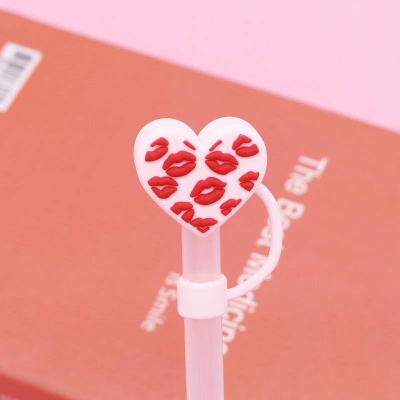 1Pcs Silicone Straw Plug 3D Heart-shaped 10mm Drinking Straw Dust Cap Splash Proof Kitchen Tool Straw Tips Cover Cup Accessories