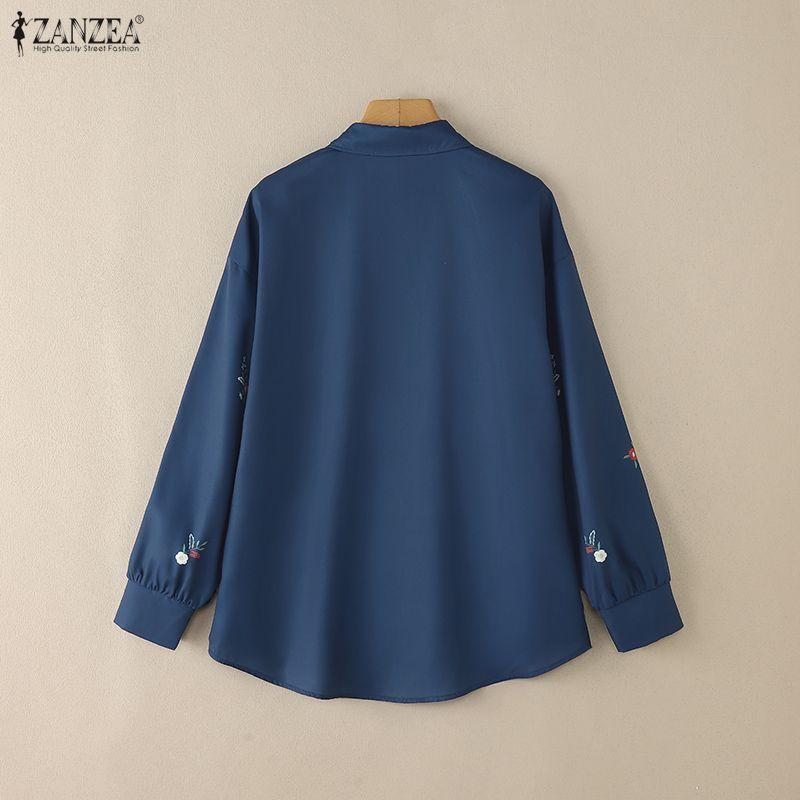 ZANZEA Women Turn Down Collar Casual Long Sleeve Print Blouse
