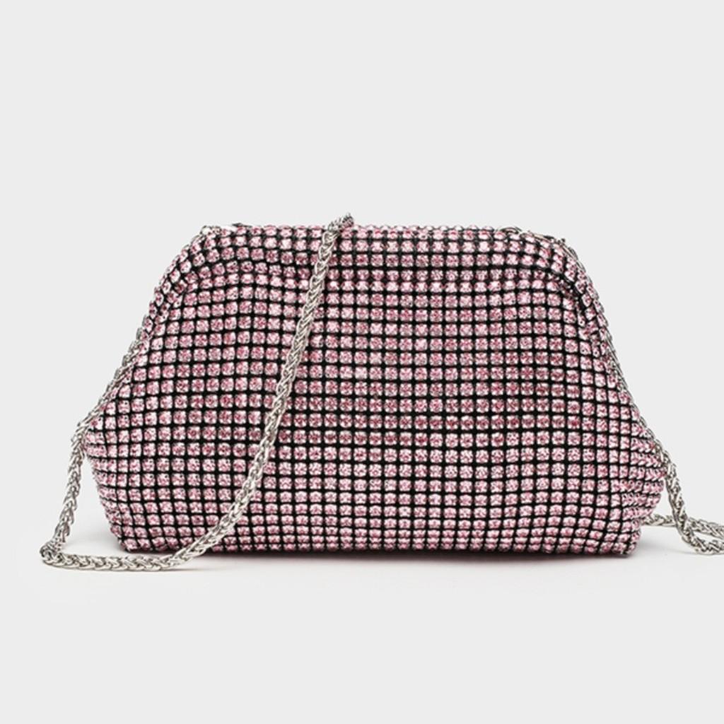 Pochette da sera in poliestere con strass per eventi formali