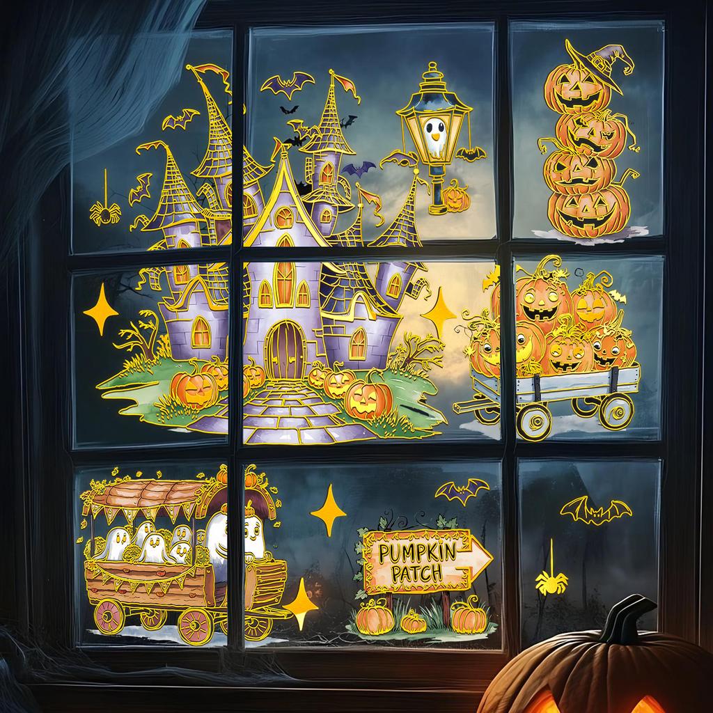 Da 150.44 Million Holy Festival Castle Ghost Static Window Sticker Bedroom Living Room Home Background Decorative Wall Sticker