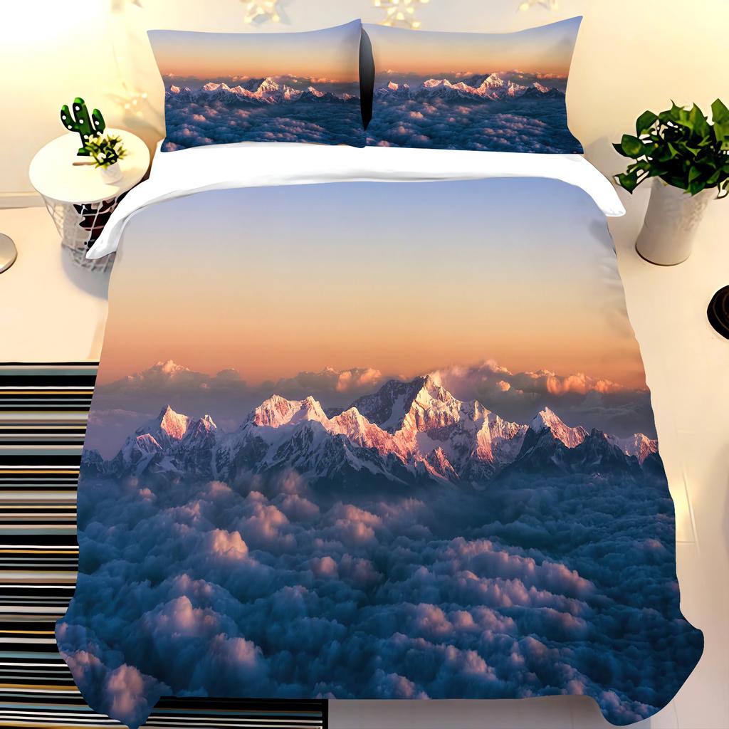 Sky white clouds scenery Quilt Cover Children Bed Linen Set Decor Comfortable Sets Breathable Bedding for Teenager