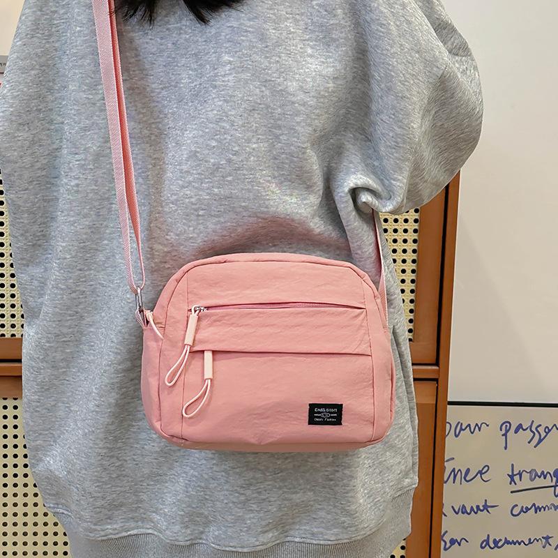 

Новая повседневная универсальная женская холщовая сумка через плечо, сумка для мелочи, однотонная, модная женская сумка розовый