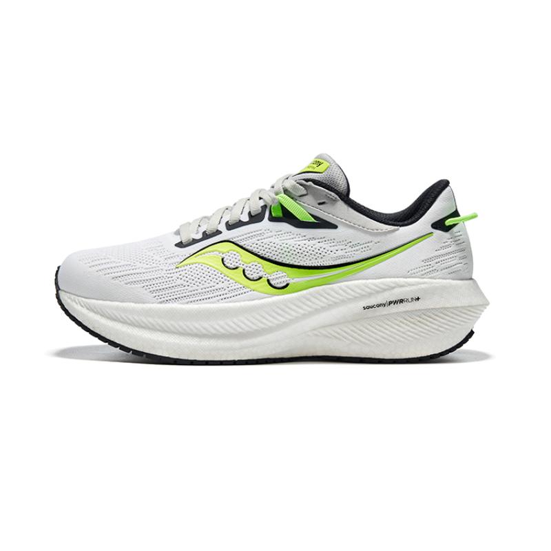 SAUCONY Triumph 21 Cushioning, Slip Resistant, Abrasion Resistant, Breathable Low Top Running Shoes Women's White Green Saucony S10881-75