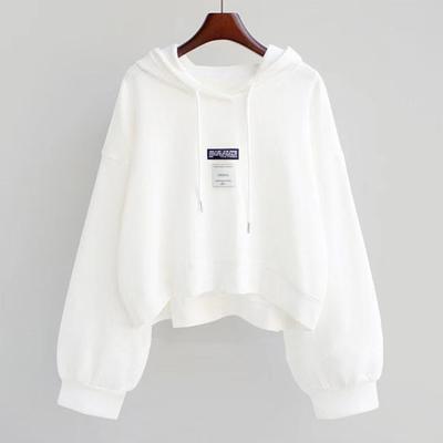 Women's Hooded Sweatshirt Fashion Casual Long Sleeve Thin Top Drawstring Loose Cropped Pullover