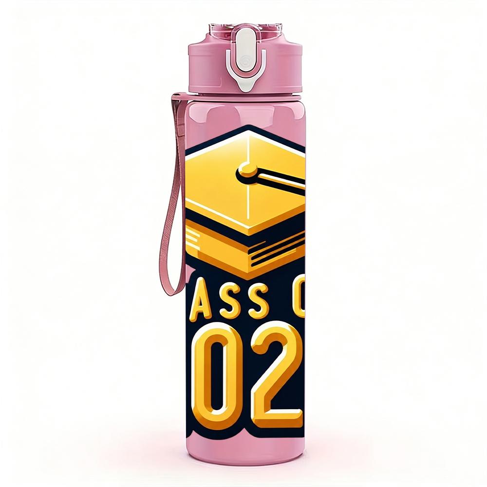 1PC Class Of 2026 Graduation Cap 750ml Color Plastic Water Bottle Leakproof Flip Straw Lid For Sports Office Home Use