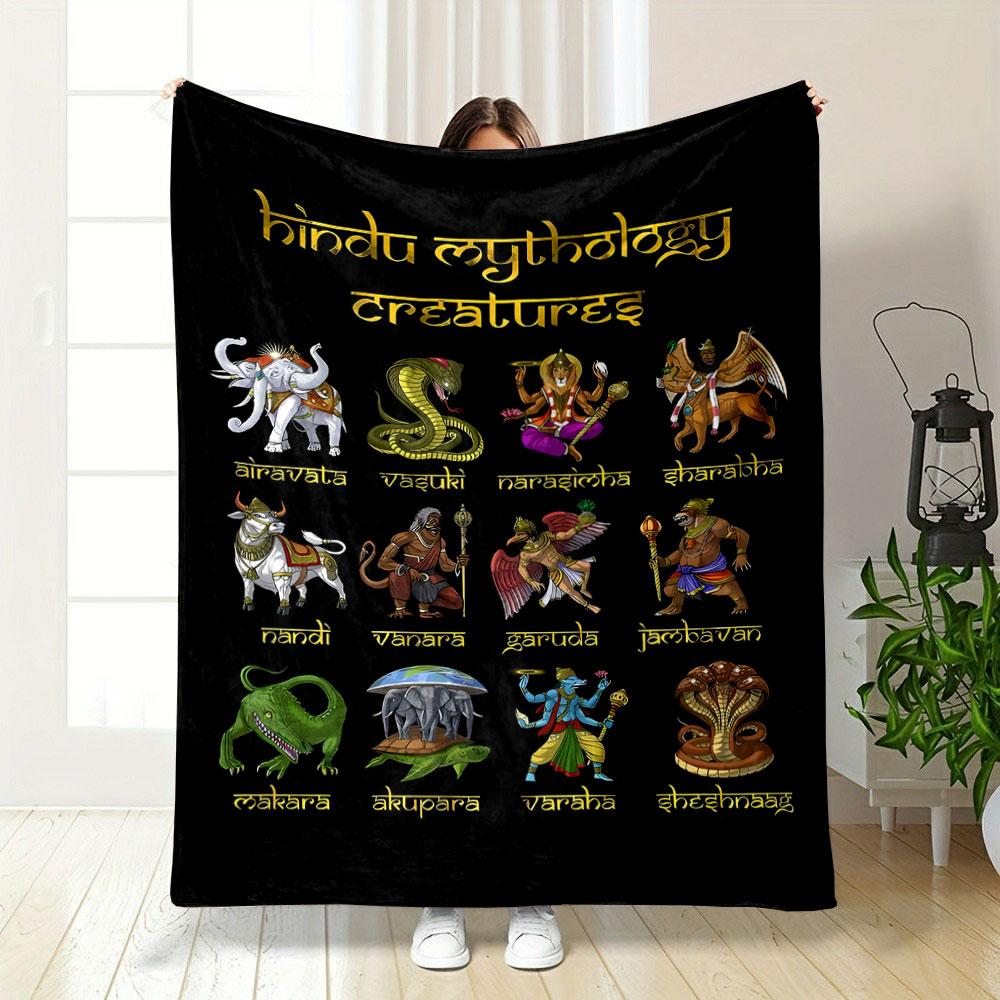 Hindu Mythology Creatures Blanket Bedroom Blanket for Livingroom Couch Lunch Break Soft Throw for Friend s Festival Gift 75X95CM