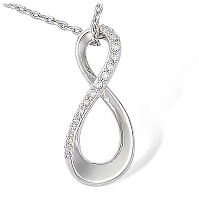 [L1280] - Colar em Prata 'Infini' Prata branco (banhado a ródio) - 30x13 mm