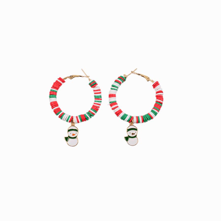 Cross-Border Color-Block Polymer Clay Christmas Earrings - Creative Holiday Party Jewelry Dopamine Ear Hoops