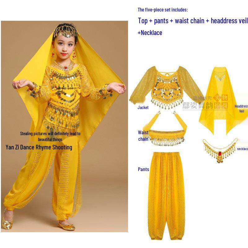 Children's Xinjiang Ethnic Dance Costume for Girls - Toddler Belly Dance Performance Outfit