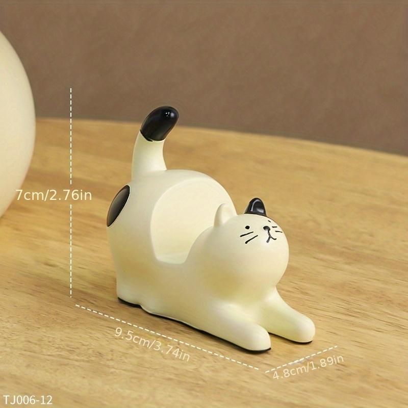 

Stretching Cat Figurine, Calico Cat Phone Stand, Desktop Decoration, Creative and Practical for Lazy Binge-Watching Creamy-white