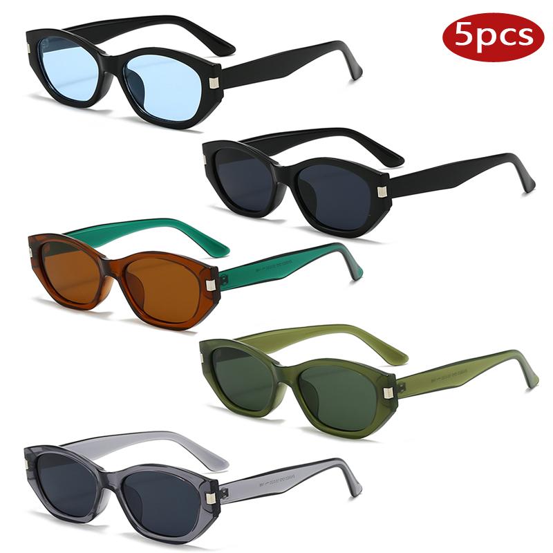 

5pcs Compact Frames Cat Eye Sunglasses Female Personality Simple Sun Protection Eyewear Female Stylish Decoration Outdoor Eyeglasses