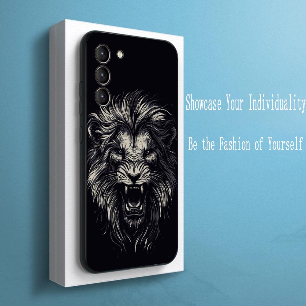 Coole Königslöwen-Mode-Muster-Design Handyhülle Für Samsung Galaxy S25 S24 S23 S22 S21 S20 Plus Ultra Note20 Weich Schwarz