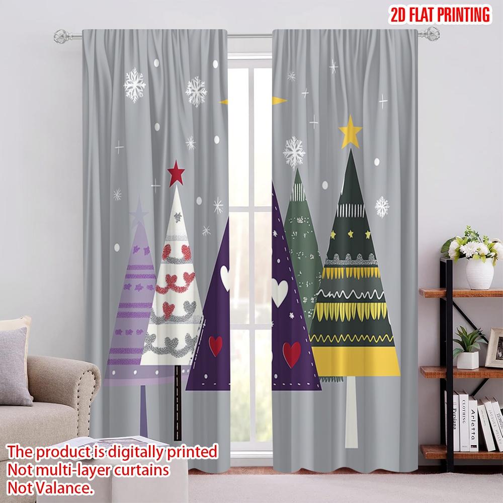 

2 шт., 2D-печать на плоскости Минималистичные шторы Рождественские елки Праздничные звезды (2) Универсальный Прочный Полиэстер (без удилища) 52.50 × 116.00 cm 2 pcs
