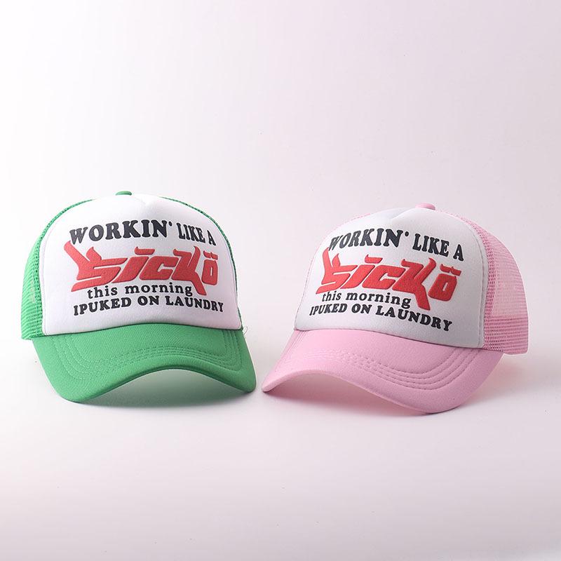 New printed baseball cap European and American outdoor breathable truck driver mesh cap