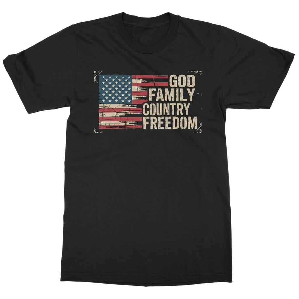 God Family Country Freedom American Flag Unisex T-Shirt