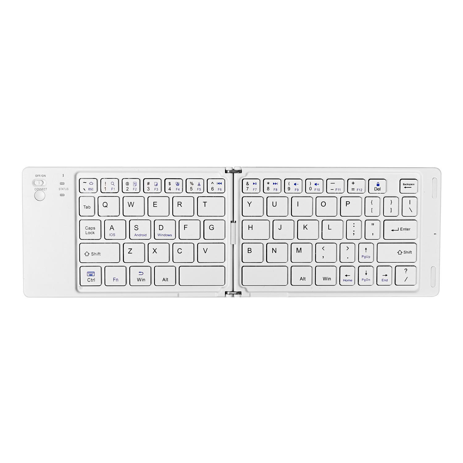 

Складная беспроводная клавиатура Тонкая портативная Bluetooth-клавиатура Перезаряжаемая складная клавиатура для IOS Windows Android iPad белый