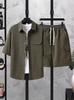2026 Men's Casual Hong Kong Style Short Sleeve Shirt & Shorts Two-Piece Set