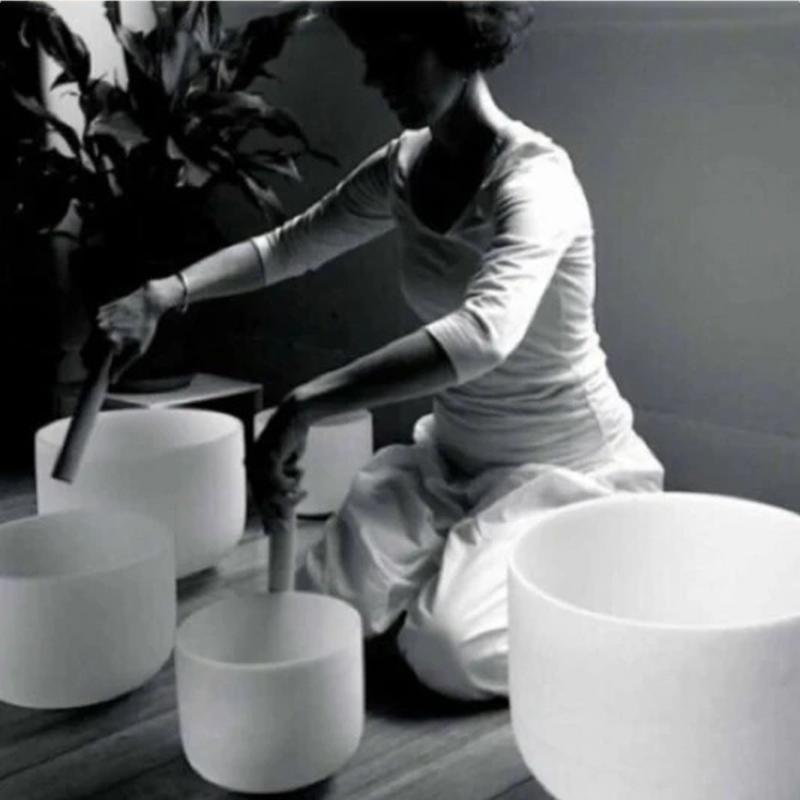 Crystal White Singing Bowl Professional Percussion Spiritual Meditation Singing Bowls Percussion Instruments Sound Healing