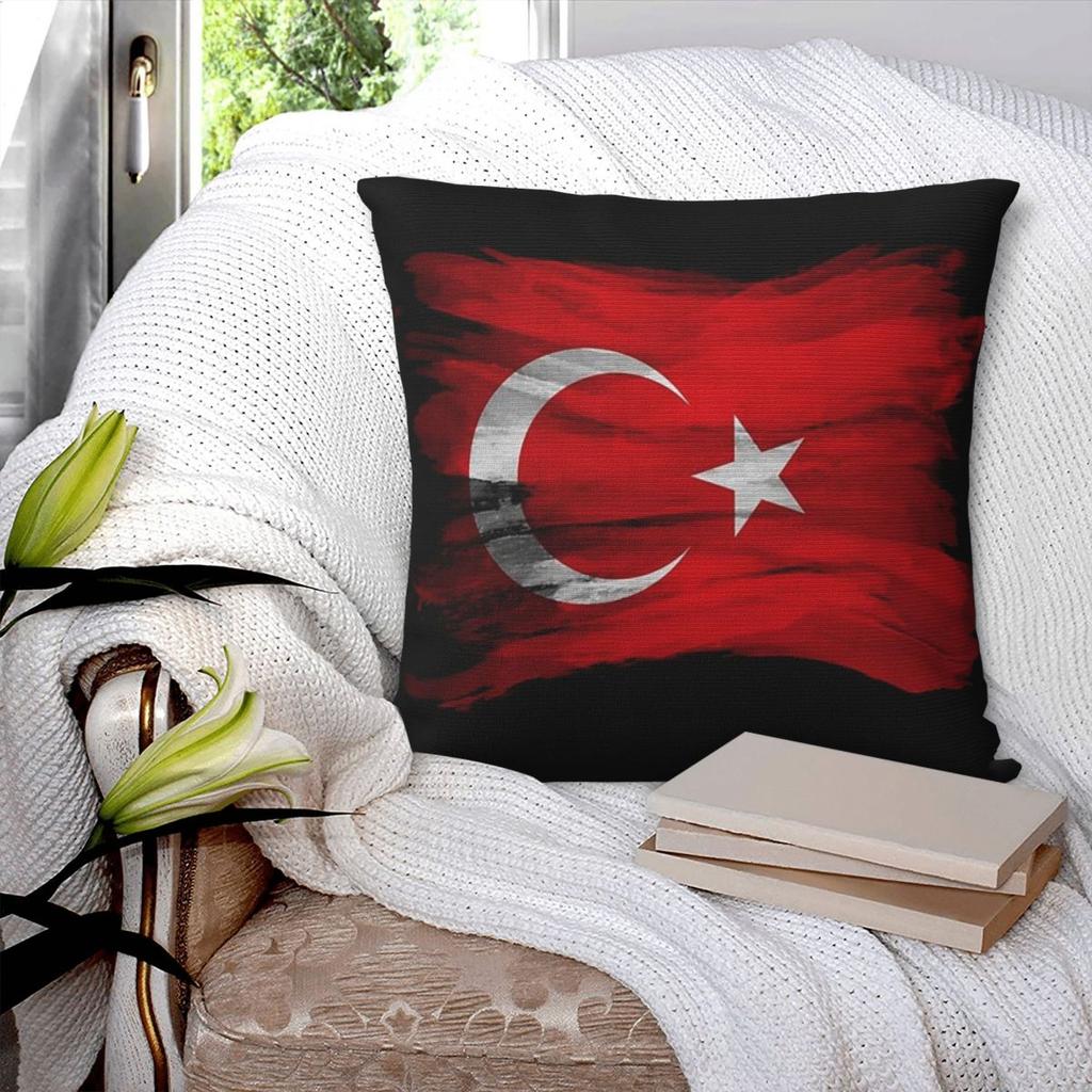 Die Republik Türkei Flagge Quadratische Kissenhülle Kissenbezug Polyester Kissen Dekoration Komfort Wurfkissen für Zuhause Schlafzimmer