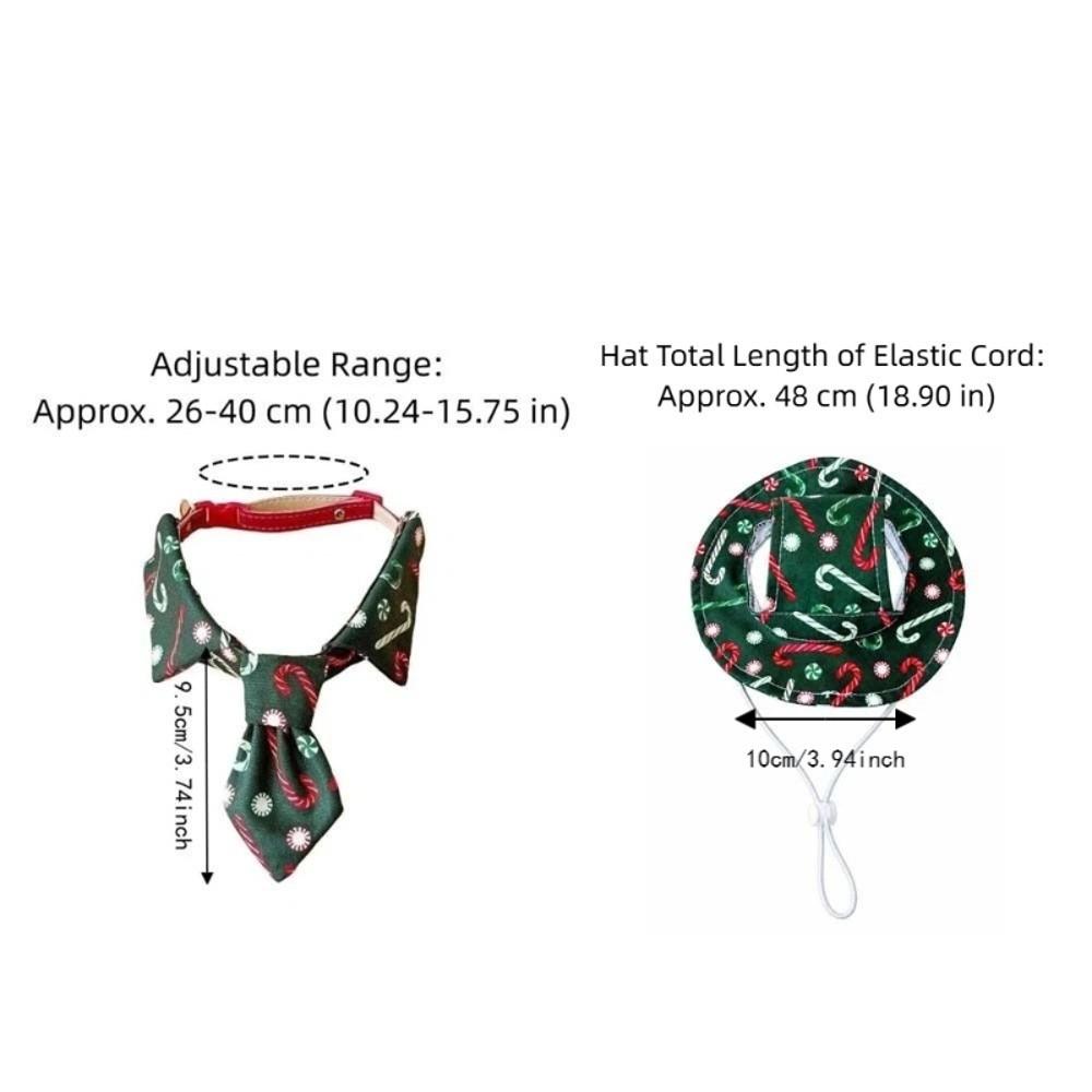 Plaid Pattern Cat Neck Tie Leash Ring .Plaid Puppy Hat Christmas Pet Collar Puppy Kittens