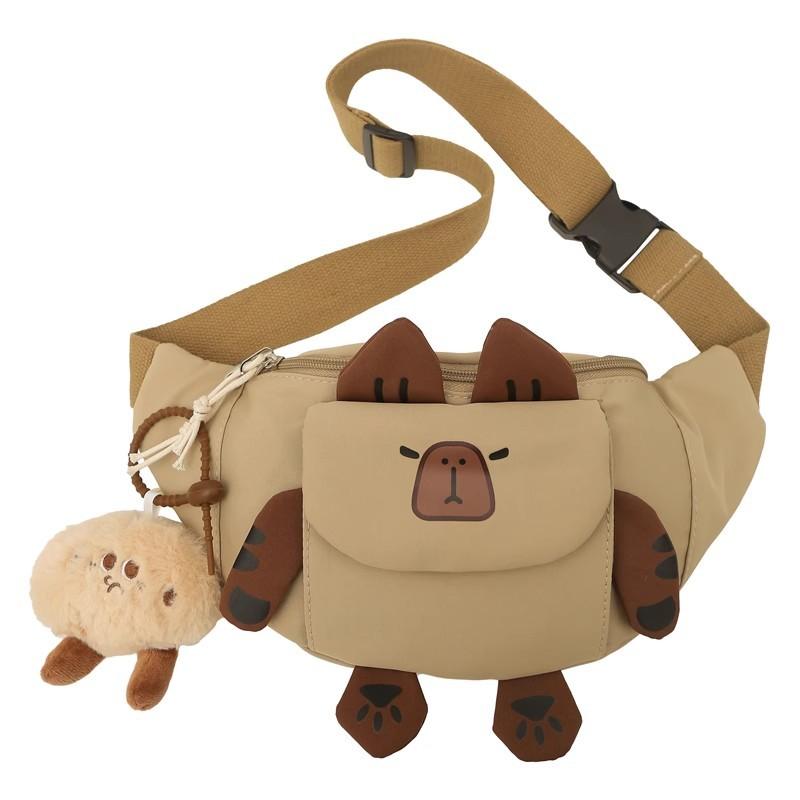 SCIONE Cute Cartoon Capibala Chest Bag 2025 New Large-capacity Fashion Leisure and Versatile Sports Students Lightweight Crossbody Bag