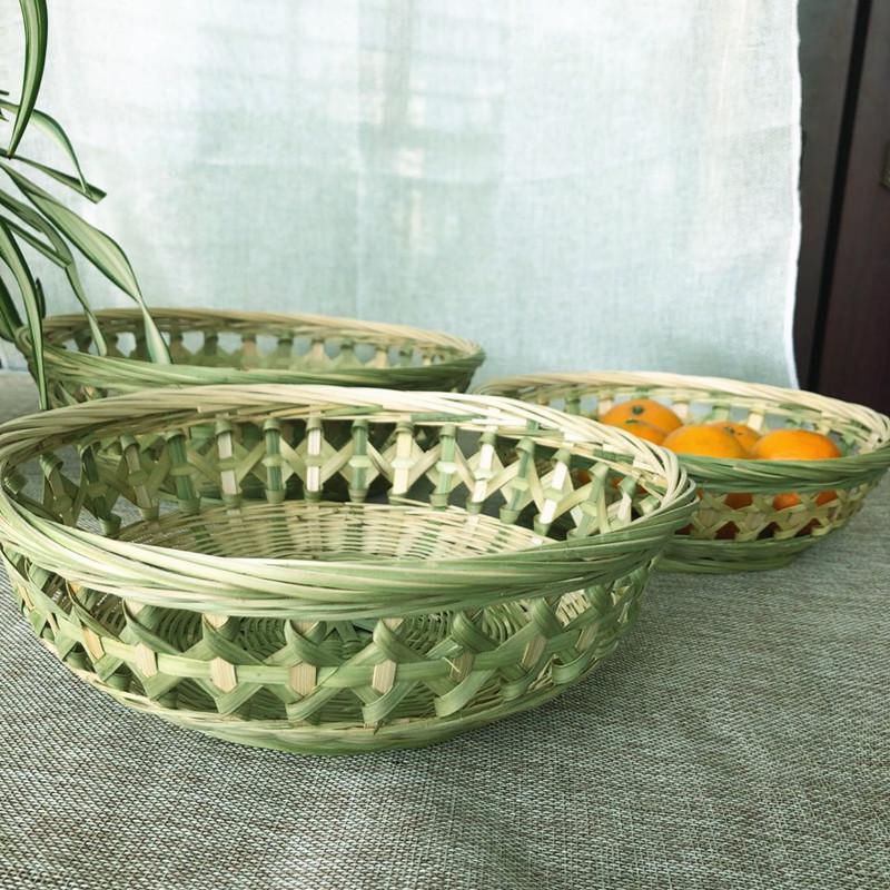 Bamboo Weaving Basket Set: Fruit Basket, Rice Washing Bowl, Snack Plate, Steamed Bun Holder, Storage Basket, Rice Sieve, Winnowing Tray.