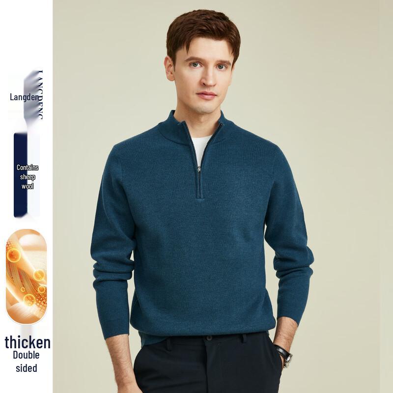 Men s Lamb Wool Blend Half-Zip Knit Sweater XL