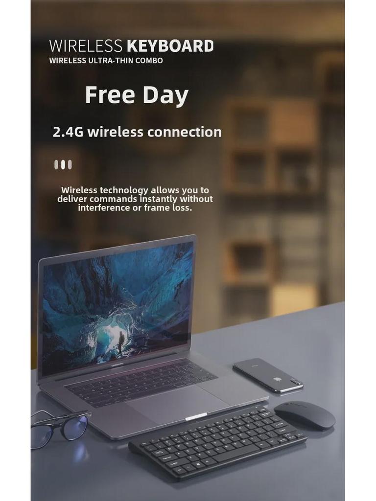 2.4G Wireless Keyboard for Notebooks, Desktops, Smart TVs