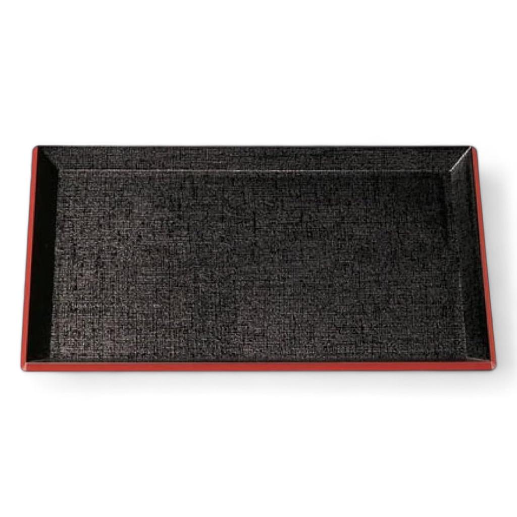 42cm Tray with a Feather Available In Black and Lacquerware Made In Dishwasher Safe J-kitchens Heat-Resistant Weave, Red, Non-Slip, Heat-Resistant