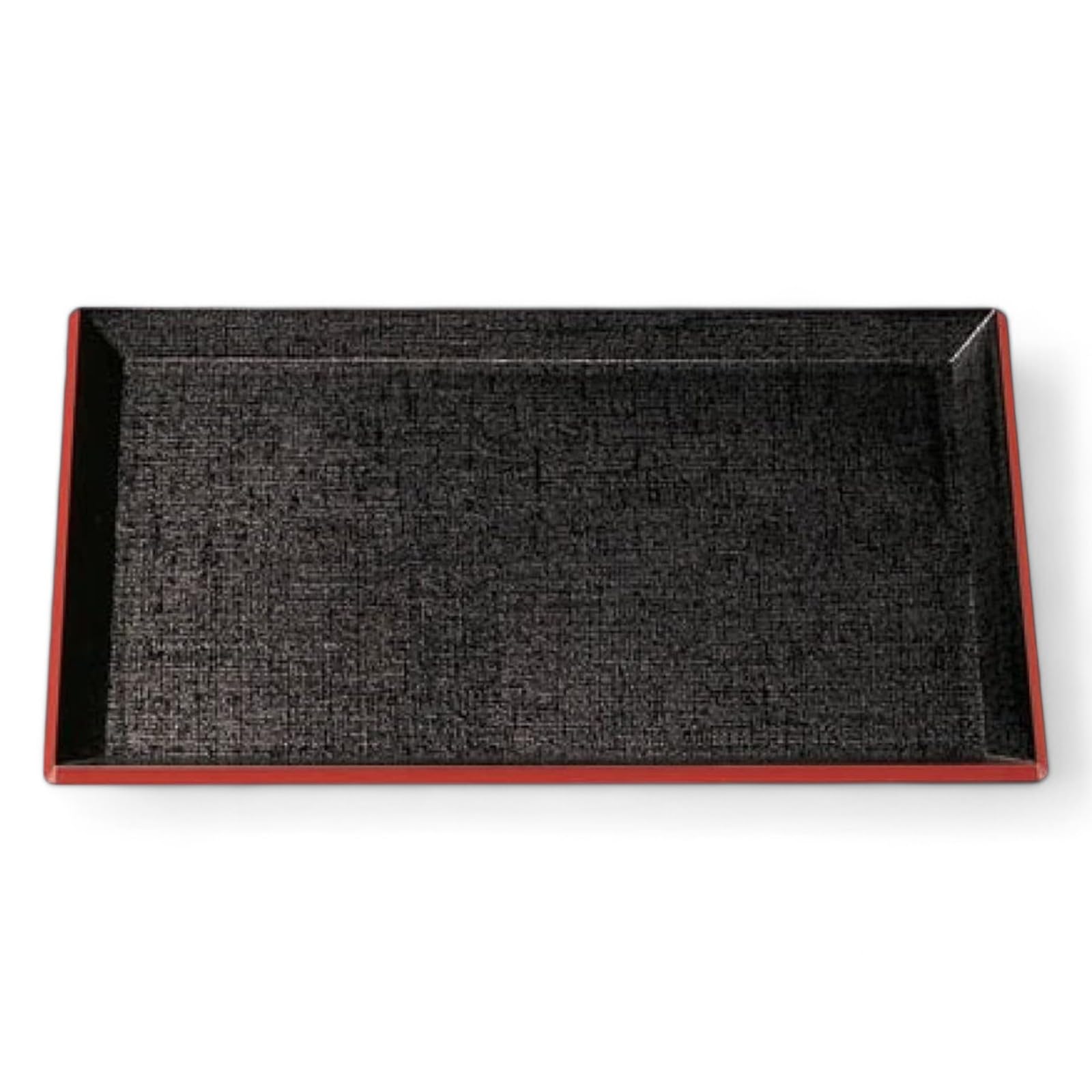 

42cm Tray with a Feather Available in Black and Lacquerware Made in Dishwasher Safe J-kitchens Heat-Resistant Weave, Red, Non-Slip, Heat-Resistant