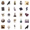 50 Pcs Dark Aesthetics Decorative Stickers  Oil Lamp Crow Non Repeating Waterproof Stickers