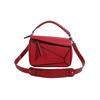 New solid color splicing lychee pattern messenger bag geometric folding portable shoulder bag