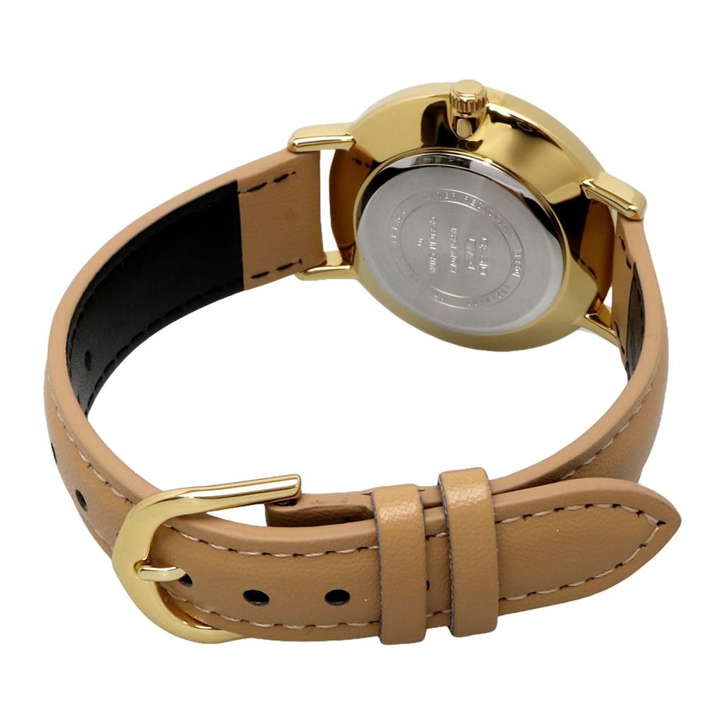 CASIO LTP-VT03GL-4B analog quartz ladies watch pale orange metallic x beige leather band overseas model