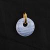Blue Lace Agate Donut Pendant 925 Sterling Silver Gold Plated Minimal Fine Jewelry Gift for Her