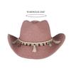 Disco-Hut Geflochtener Strohhut Cowboyhut Westlicher Strohhut für Damen Strand