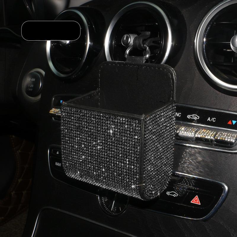 Car Storage Bag Air Vent Dashboard Tidy Hanging Leather Organizer Box Glasses Phone Holder Storage Organizer Car Accessories