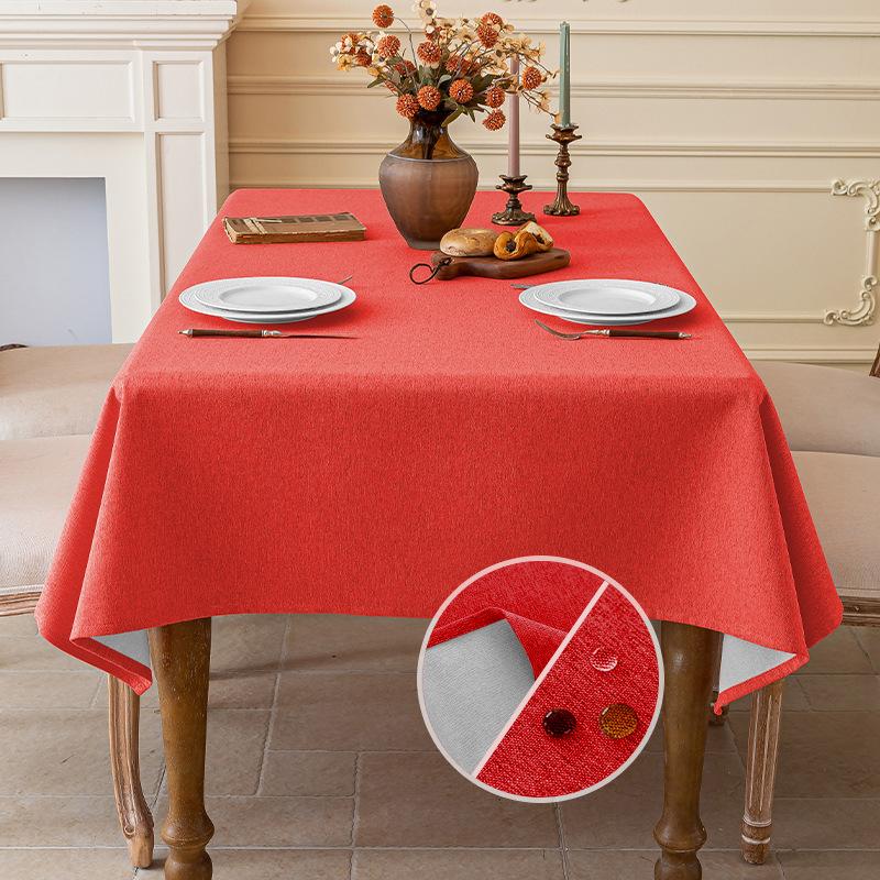 Faux Linen Rustic Reusable Rectangular Table Cloth Cover for Dining Waterproof Waterproof No-wash Dust-proof Coffee Table Cloth