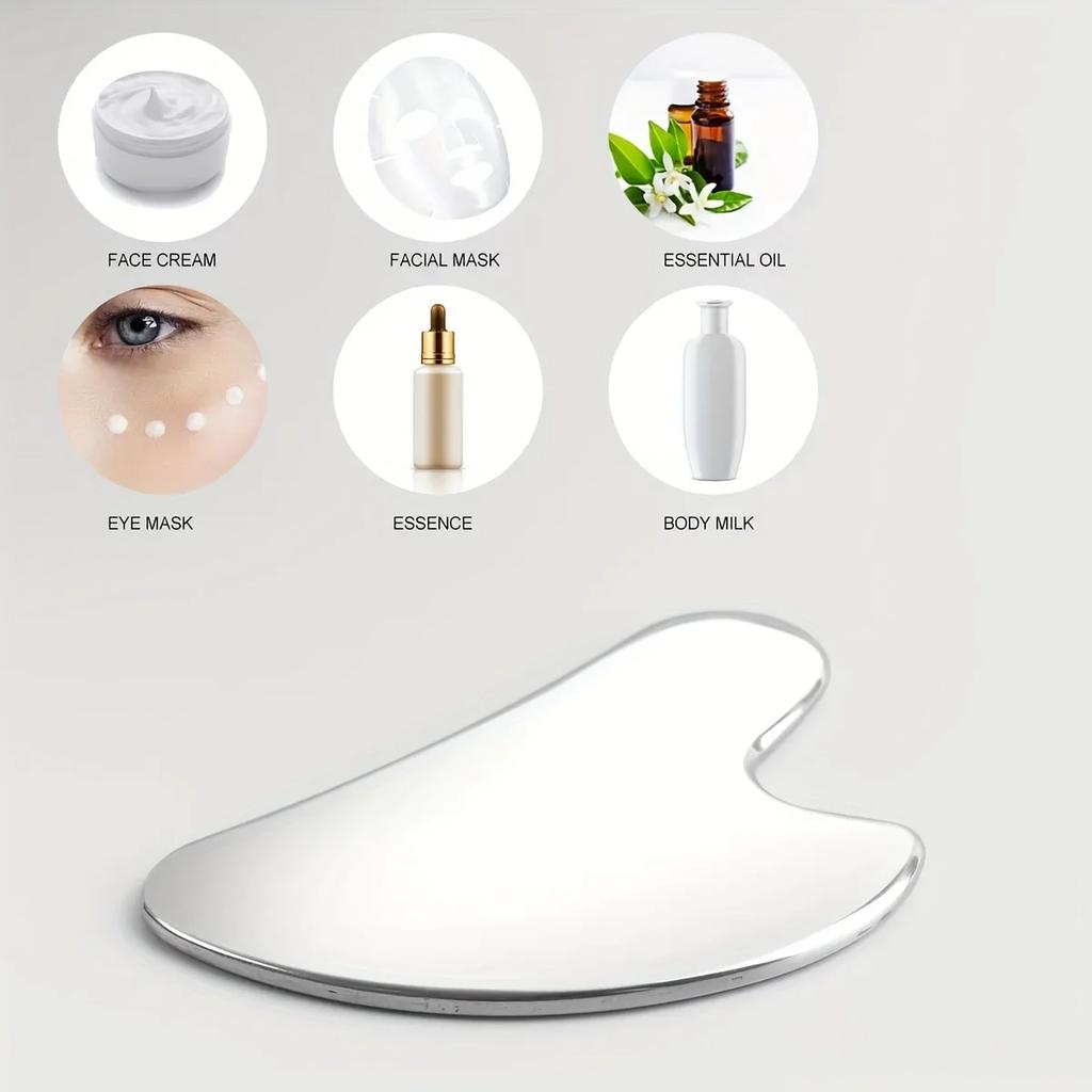 Stainless Steel Facial Thin Gua Sha Tool Ergonomic Design for Improved Blood Circulation & Wrinkles Durable Skincare Tool