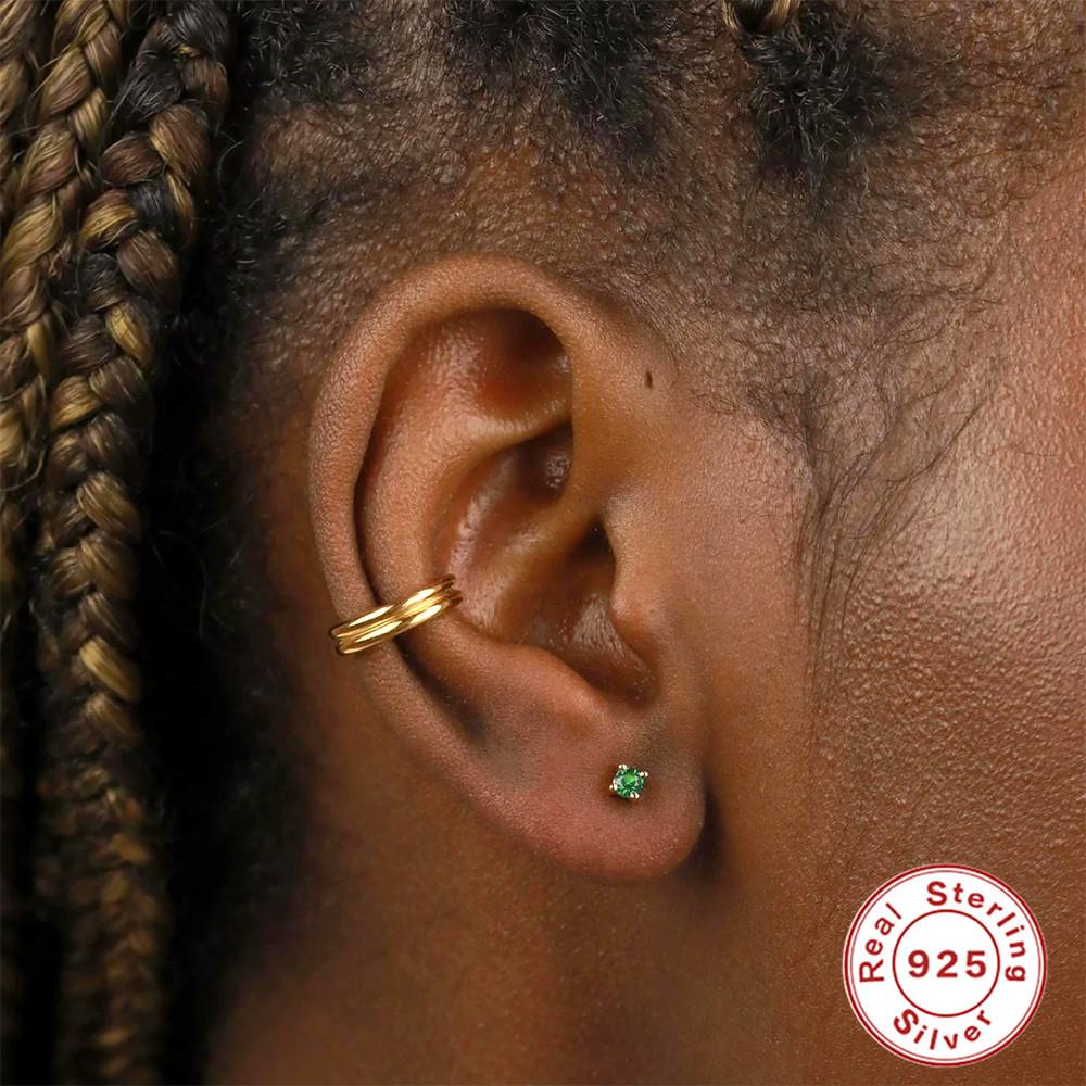 S925 Sterlingsilber Vier-Krappen Zirkonia Ohrstecker Mini Farbiger Diamant Monats-Geburtsstein Diamant-Set Paar Ohrschmuck