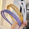 1PCS Fashion Candy Color Rhinestone Hairband For Women Girls Full Diamond Super Flash double Crystal Side Hair Band Headband