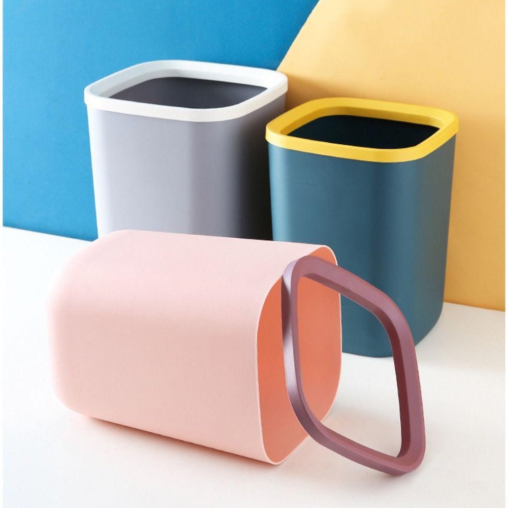 

Square Trash Can Plastic Rubbish Bin New Garbage Can Kitchen L-Blue