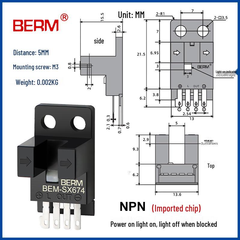 U-förmiger induktiver photoelektrischer Sensor EE-SX670/671/672A/673/674 mit Endschalter (NEIN, ES)