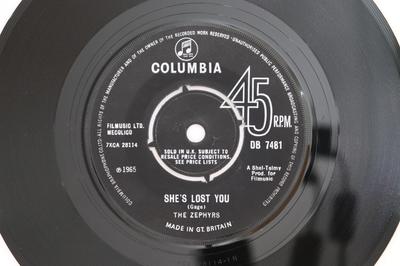 7inch Record ZEPHYRS (2) - She's Lost You DB7481 Columbia 1965 UK Rock Used