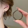 Autumn and Winter Retro Maillard Coffee Color Resin Tiger's Eye Earrings, Ear Buckles, Niche Earrings for Women