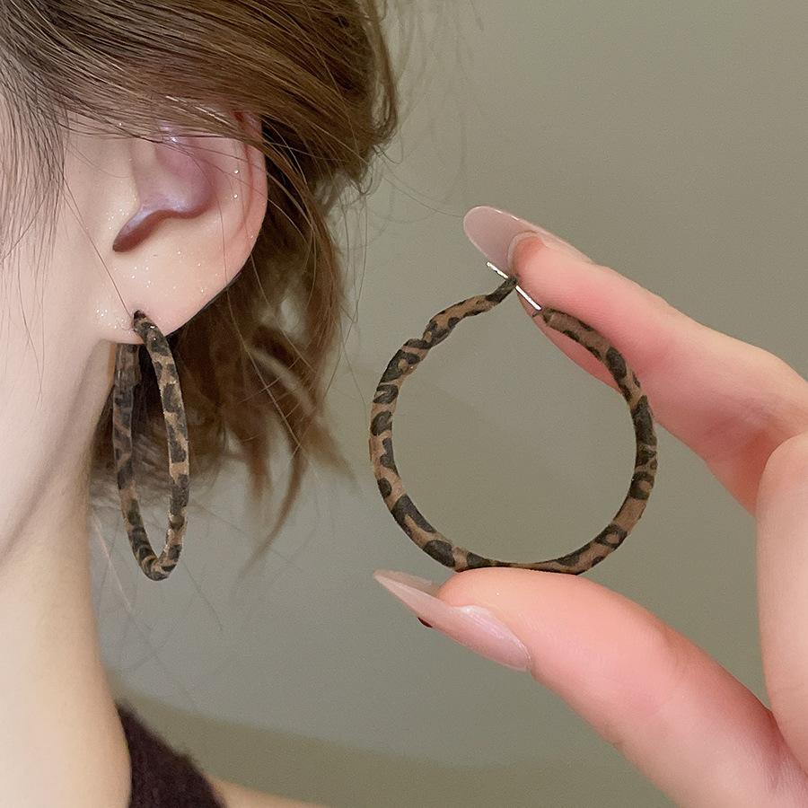 Autumn and Winter Retro Maillard Coffee Color Resin Tiger's Eye Earrings, Ear Buckles, Niche Earrings for Women