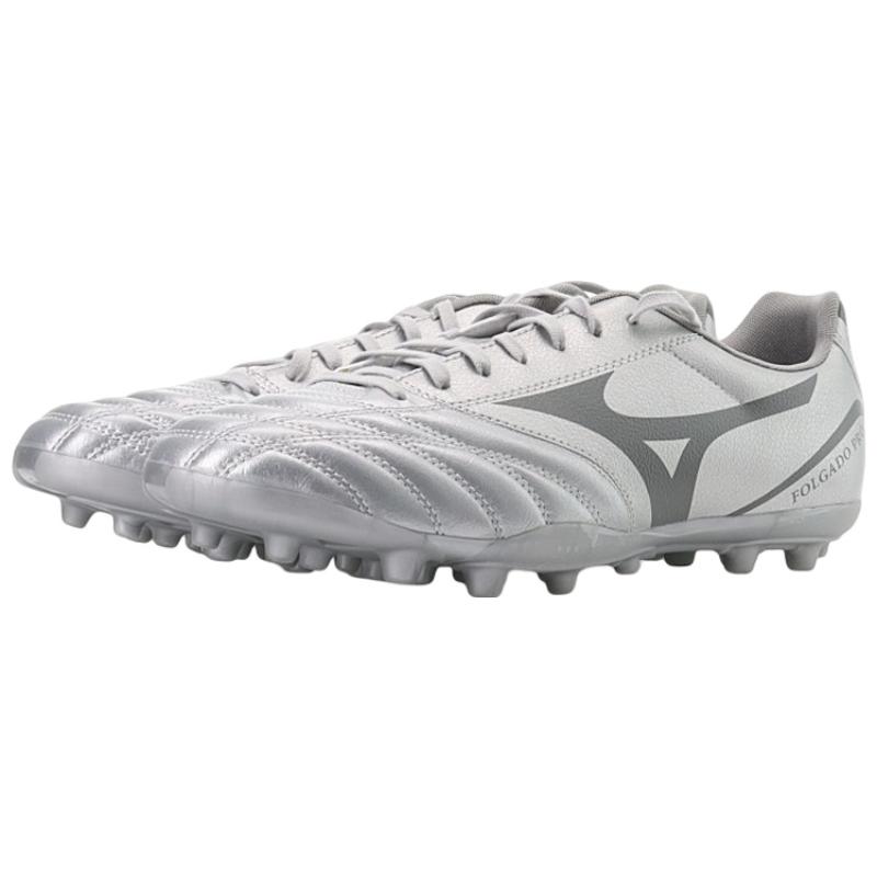 Mizuno Folgado AG Artificial Ground Slip Resistant, Abrasion Resistant, Lightweight Coverage Soccer Shoes Men's Silver Sneakers P1GA219303