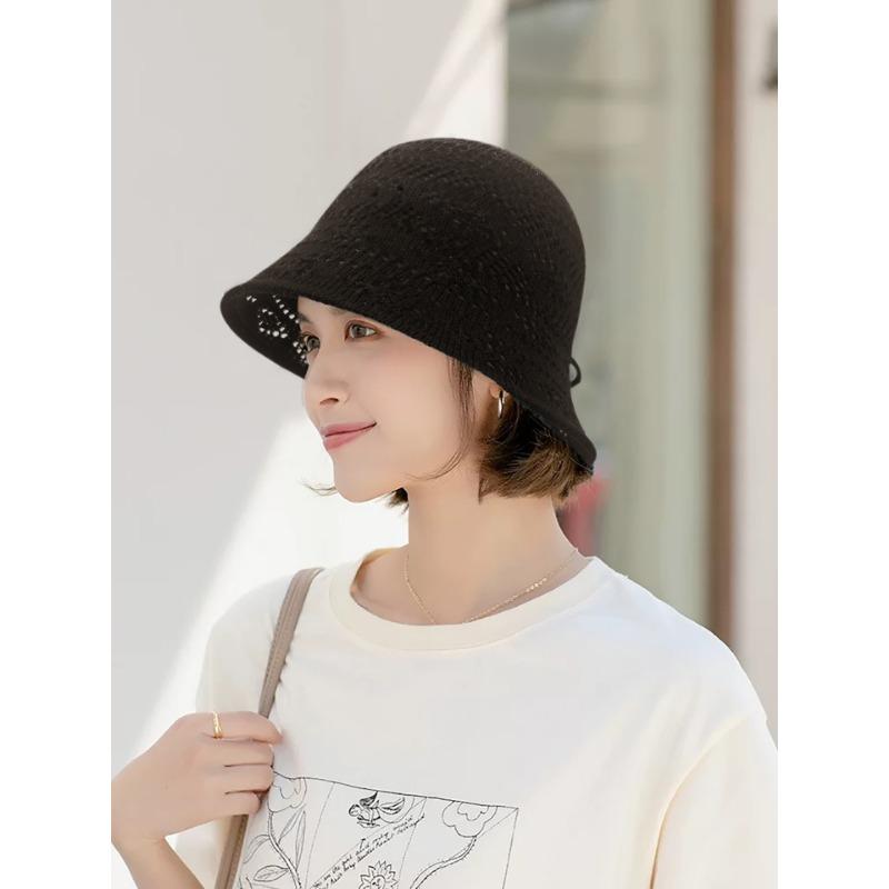 

Hat summer female summer face small bucket hat new rear split bow bucket hat straw visor