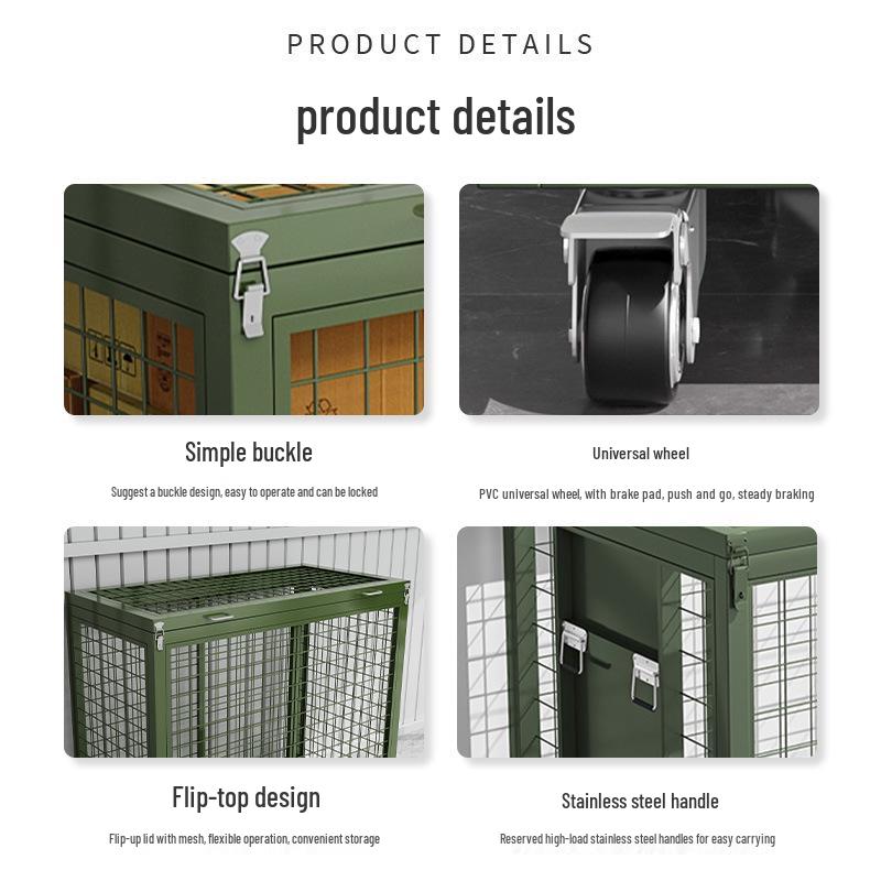 Large Army Green Heavy-Duty Mobile Mesh Storage Cage with Wheels