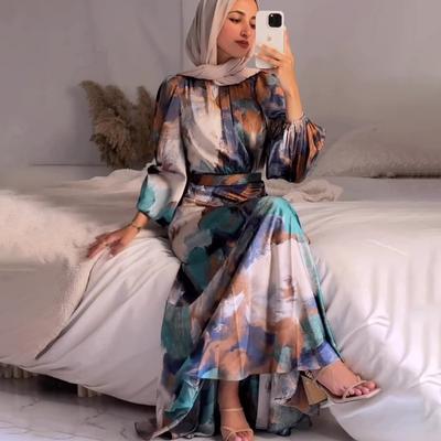 Rochie midi cu mânecă lungă cu talie plisată